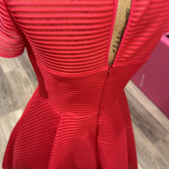 Ted Baker London Cherisa Hot Pink Textured Fit and Flare Dress - Picture 5 of 5